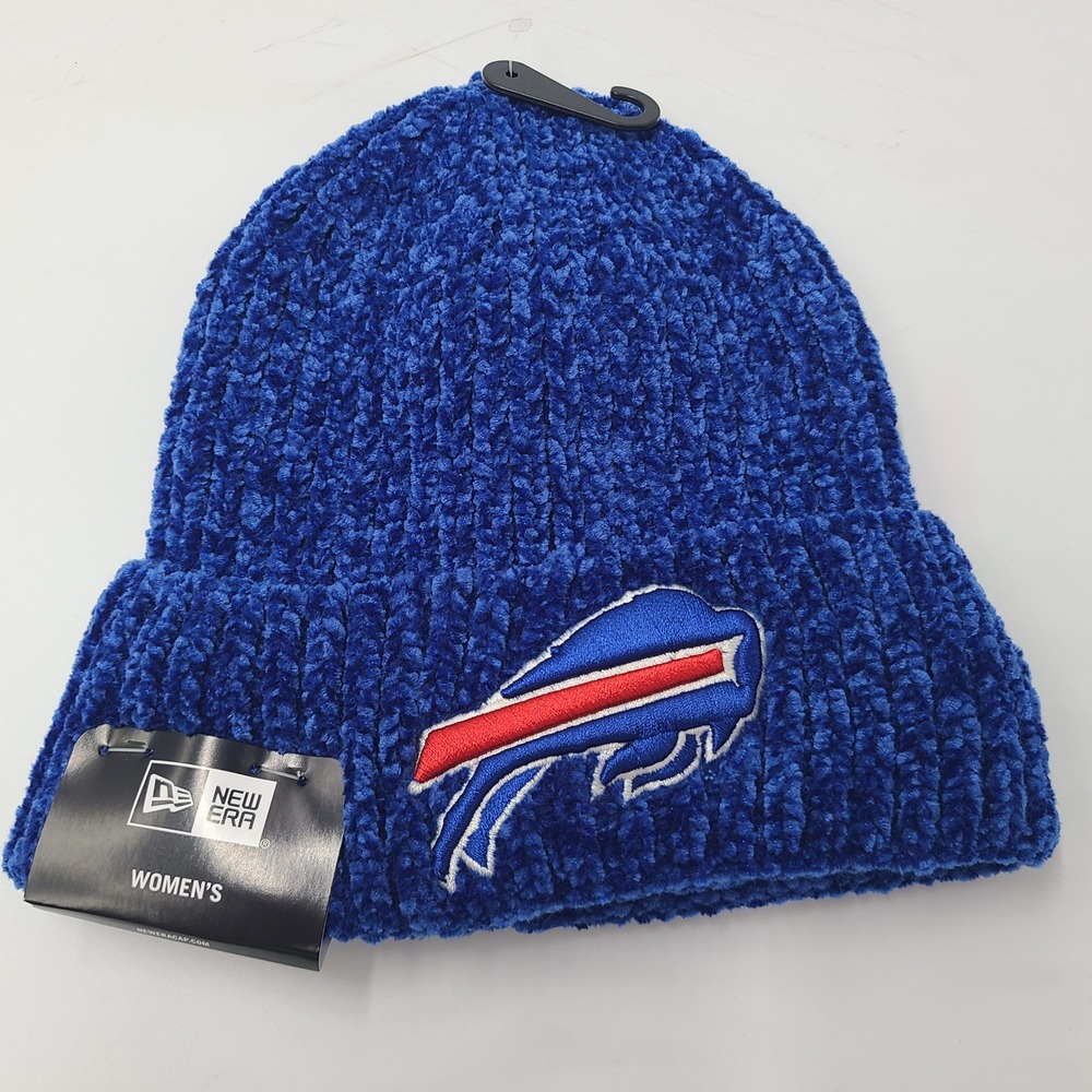 Women Buffalo Bills Hat Beanie New Era Blue Red NFL Chenille Knit Stocking Cap
